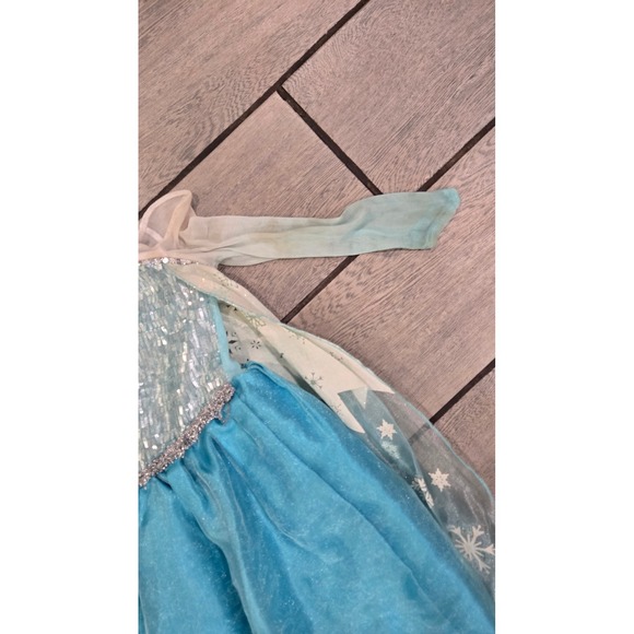 Disney Frozen Elsa Dress Up Costume Sparkle Sequins Blue Girls Size 4 - Picture 5 of 8